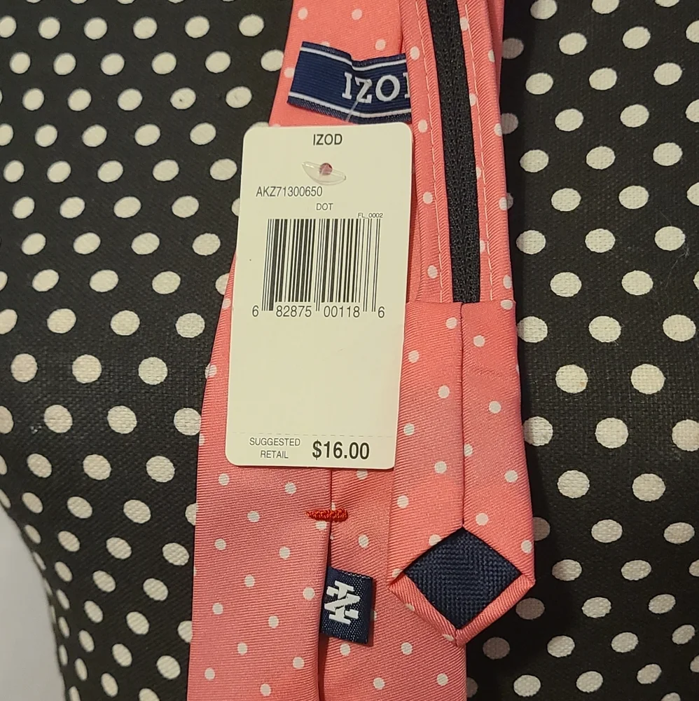 IZod Pink Polka Dot Boys Tie